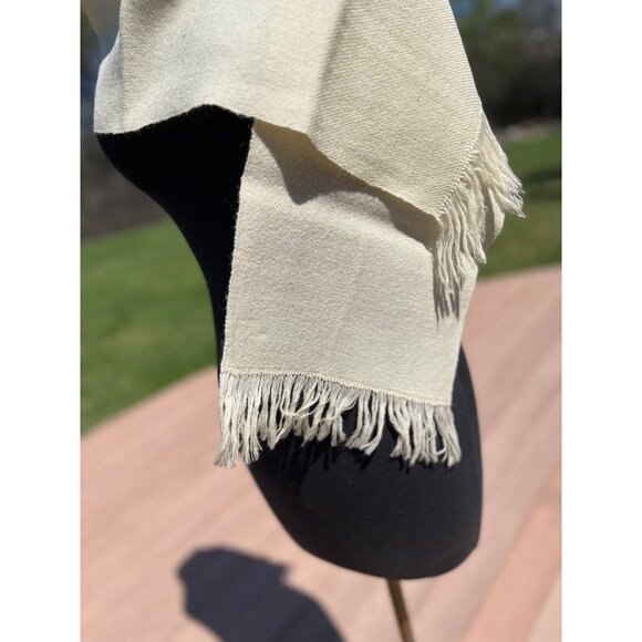 Vtg 1970’s Les Tissages Kasimir Scarf Beige 100% Laine/Wool Hand Written Label - Picture 4 of 9